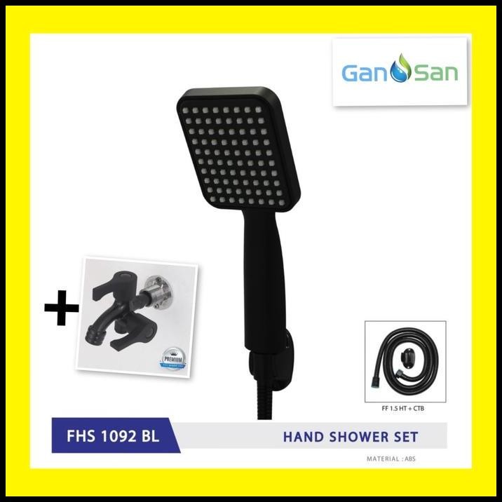 Paket Shower Set Hitam + Kran Shower Cabang