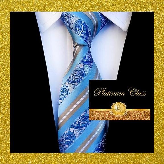 ready Dasi salur garis biru muda kombinasi batik premium platinum class