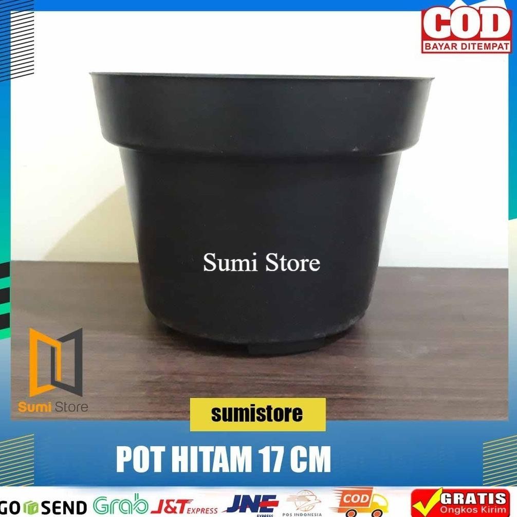 Pot Bunga 17 Hitam - Pot Plastik 17 Hitam - Pot Bunga 17 Hitam Stock