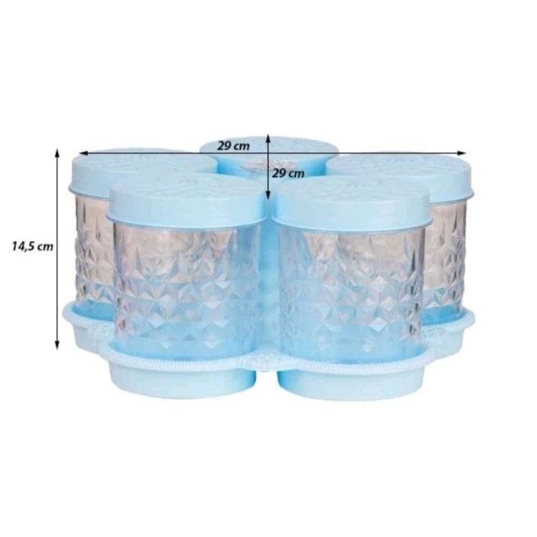 Toples + Nampan/ Toples Set 5In1/ Toples Warna Bunga/ Toples Nampan/ Toples Set Lebaran/ Toples Isi 