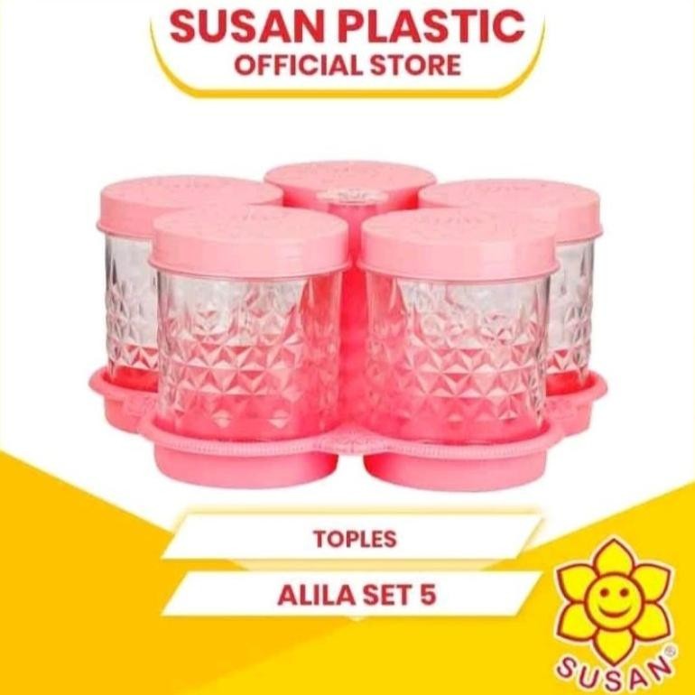 Toples + Nampan/ Toples Set 5In1/ Toples Warna Bunga/ Toples Nampan/ Toples Set Lebaran/ Toples Isi 