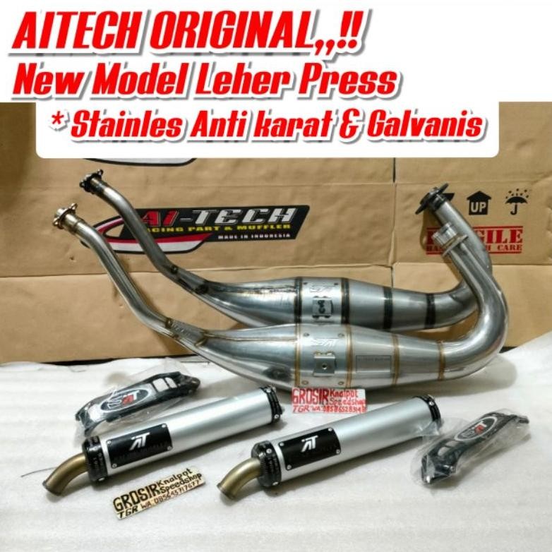 Premium Knalpot Aitech ORIGINAL Stainles 304 & Galvanish New Model Leher Press Gen 2 Big volume Ori 