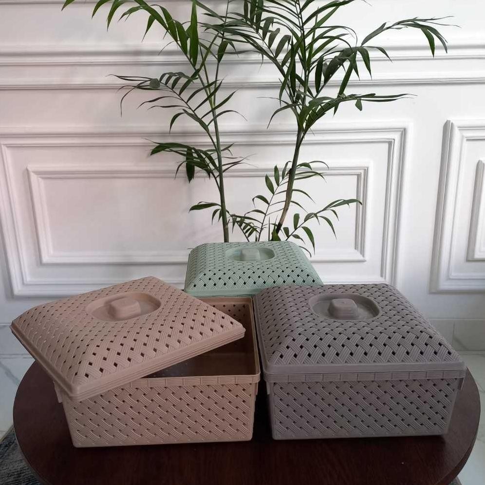 [6 Pcs] Wakul Anyam Kotak Dengan Tutup | Wadah Berkat Hajatan Souvenir Besek Plastik Hampers Murah |