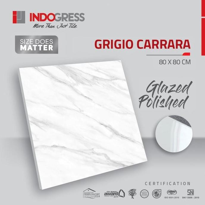 INDOGRESS 1st Grade - Grigio Carrara - 80x80 - Glazed Polished