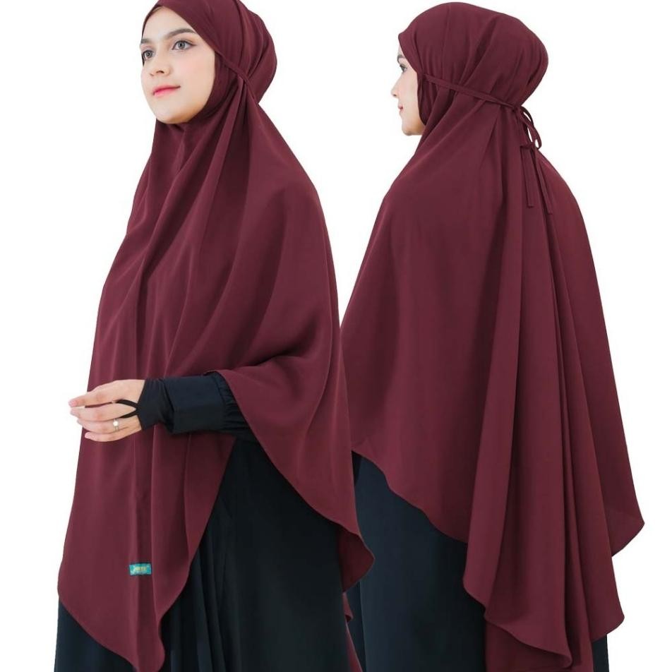Sumayyaxl Hijab N Bergo Non Pet Tali Khimar Jilbab Syari Jumbo Wolfis Syaree Fashion