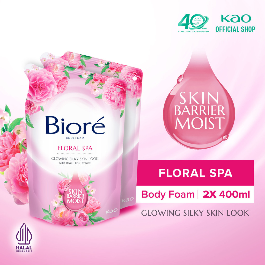Biore Body Foam Sabun Mandi Cair Floral Spa Pouch 400ml Twinpack