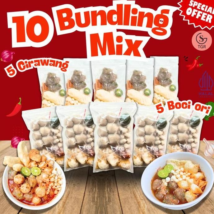

10 Bundling MIX isi 5 CIRAWANG dan 5 Baso Aci Ori Hemat Paketan Banyak kuah kaldu hotpot instan gurih pedas sambal Food Makanan Ayam Bawang Seblak alu