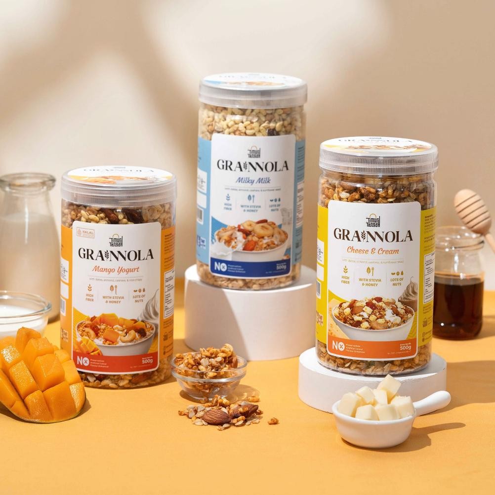 

Grainnola Jar 500 gr Granola Premium Timur Tengah | Dark Chocolate Coklat Blueberry Vanilla Honey Mango Yogurt Cheese and Cream Milky Milk Camilan Sehat Sereal Oatmeal Makanan Kaya Serat