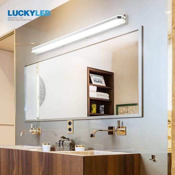 Lampu Cermin LED Kamar Mandi Dinding Tempel Panjang Stainless Steel