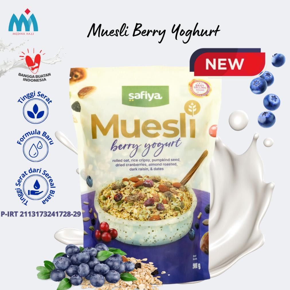 

Muesli Berry Sereal 1 Kg Safiya | Sereal dan Oatmeal Sarapan Diet Sehat With Almond Snack Sehat