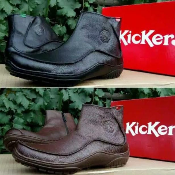 Sepatu Pria Sepatu Kickers Boots Resleting Original KR079 - Kulit Asli HT