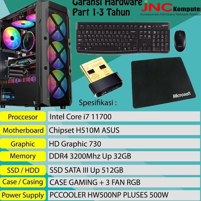 NEW KOMPUTER PC INTEL CORE I7 11700 RAM 16GB SSD 512GB FOR HOME / OFFICE ORI