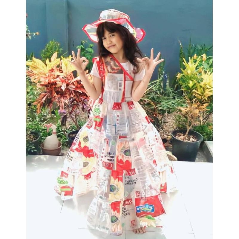 Kostum Baju Karnaval Anak Perempuan 8-9 Tahun Daur Ulang Plastik