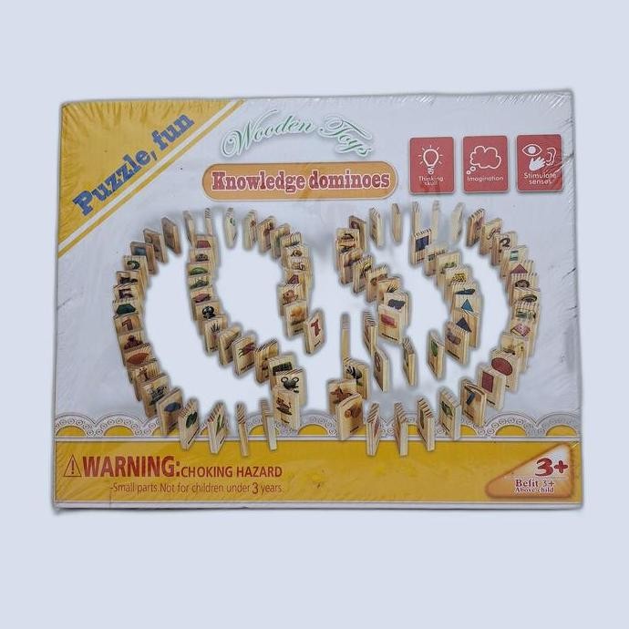 [capt] Mainan Interaktif Orang Tua Anak Permainan Susun Puzzle Balok Kayu Domino Gambar Ilmu Pengeta