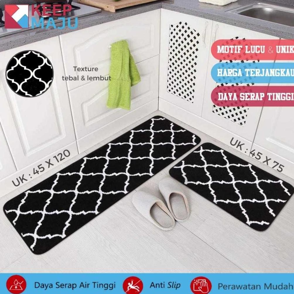 KEEP MAJU Keset Lantai Dapur Penyerap Keset Kaki Rumah Tangga Anti Minyak Set Keset Anti Selip