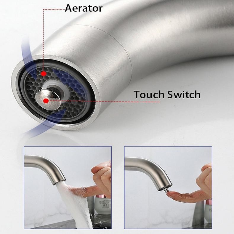 Premium Kran Tembok Stainless 304 Touch Tap Faucet Push Tekan On Off - Keran Air Wudhu Unik High Qua