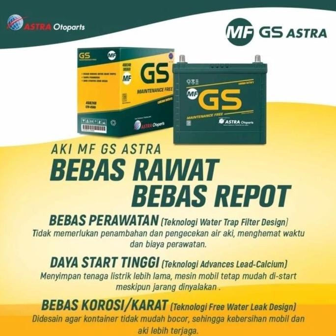 Aki kering mobil AVANZA Ns60 / Ns 60 GS MF NS60 Maintenance Free / MF