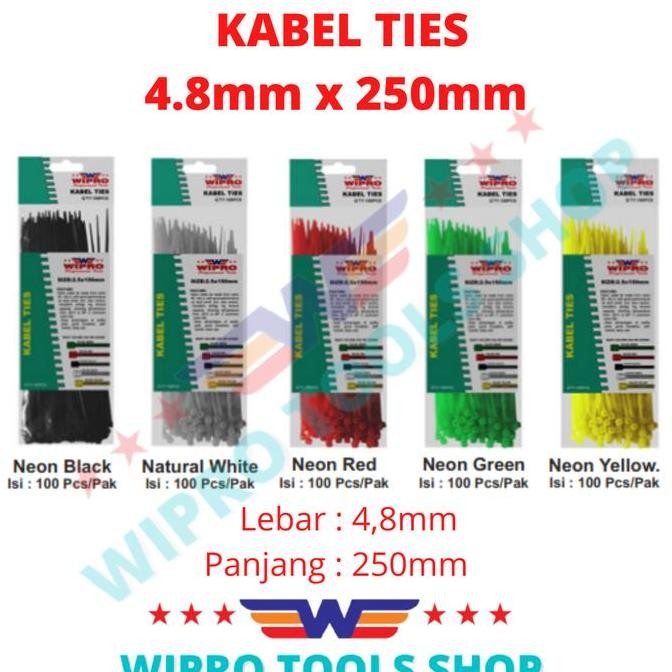 

Promo WIPRO Kabel Ties / Cable Ties 4.8mm x 250mm Warna COD
