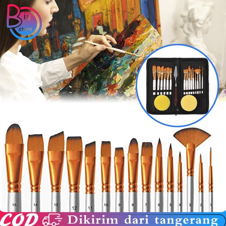 

18pcs Set Kuas Lukis Lengkap / Kuas Melukis Kuas Cat Lukis / Alat Lukis Kuas Cat Air Minyak / Art Brush Set