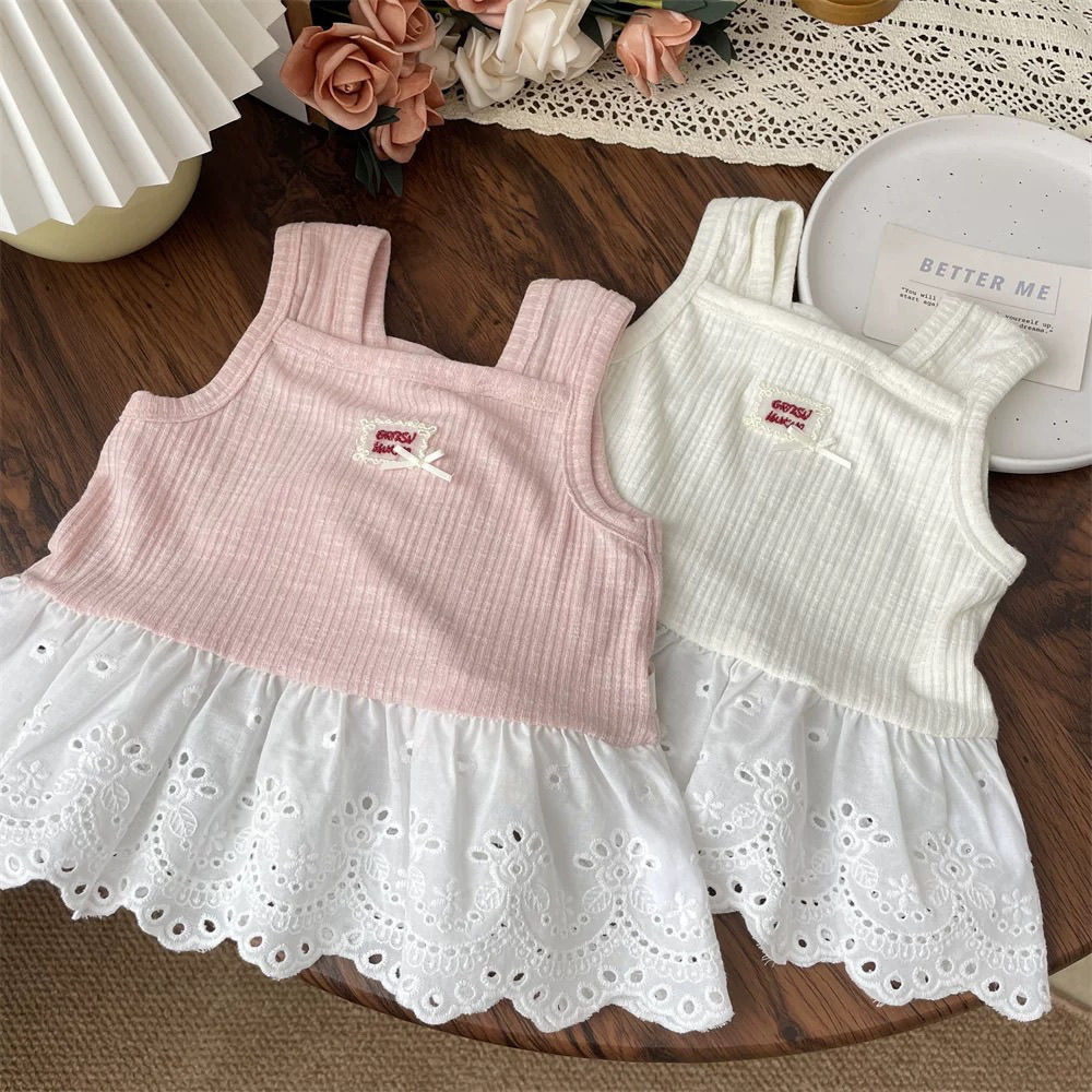 [CCB BABY]Atasan Rompi Rajutan Rok Renda Manis Korea untuk Anak Perempuan