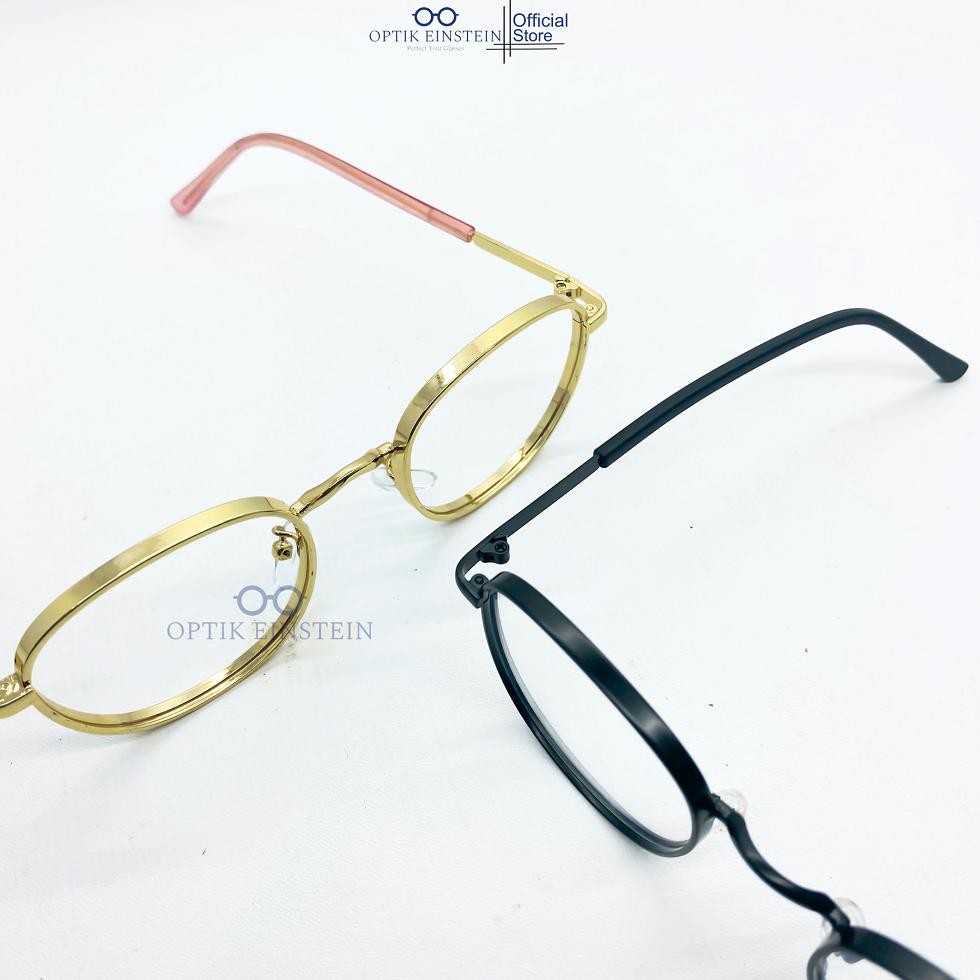 Cod Einstein Optical - #85 Casey | Kacamata Minus Model Bulat Bahan Besi Gagang Telinga Dilapisi Den
