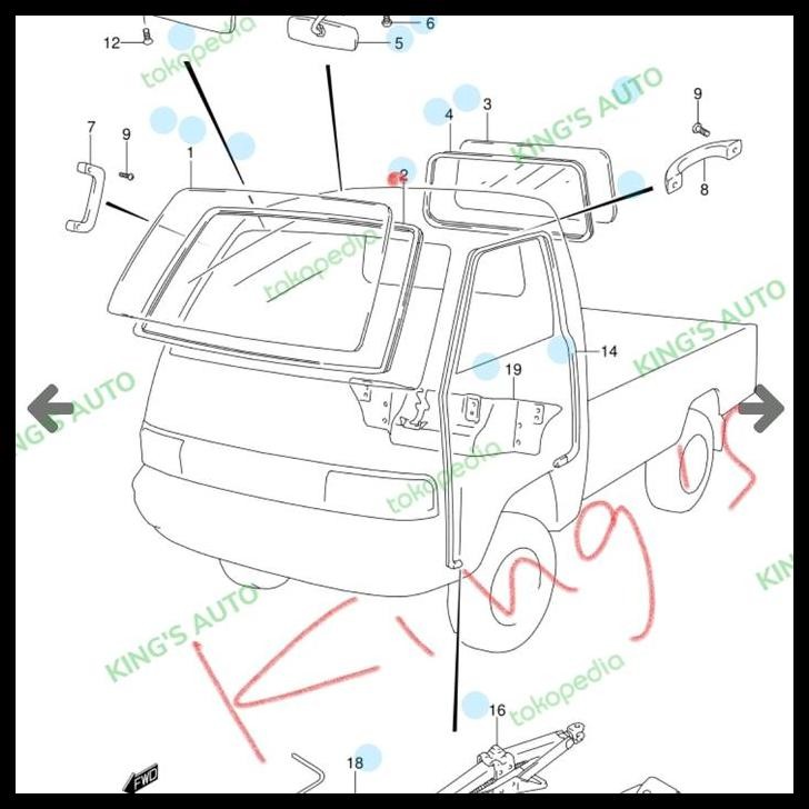 DISKON KARET KACA DEPAN CARRY 1.5 - FUTURA ASLI 
