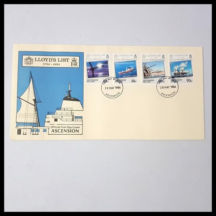 

GRATIS ONGKIR PERANGKO LUAR NEGERI. FDC LLOYD'LIST 1734-1984. ASCENSION ISLAND !!!!!