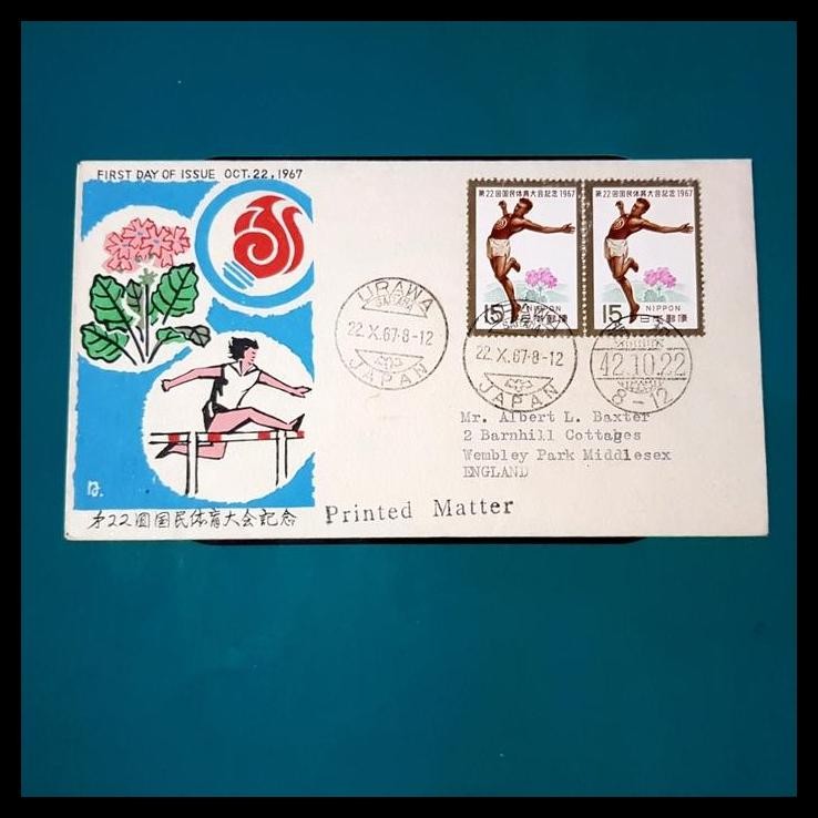 

GRATIS ONGKIR PERANGKO/PRANGKO JEPANG. FDC 1967. THE 22ND NATIONAL ATHLETIC MEETING !!!!!!