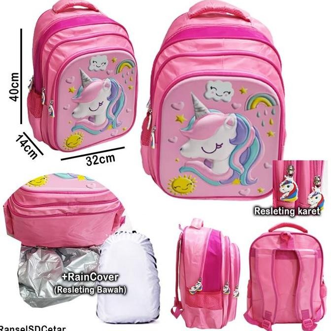 

Diskon Tas Ransel Sekolah Sd Unicorn Owl Embos Timbul + Rain Cover Import