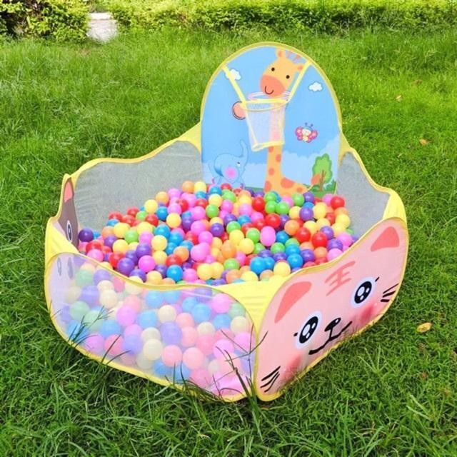 Mainan Kolam Mandi Bola 1.2m Tenda Keranjang Mandi Bola Anak + Ring Basket Hadiah Ulang Tahun Plasti