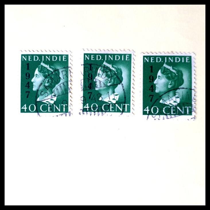 

GRATIS ONGKIR PRANGKO NED INDIE RATU WILHELMINA C.T. 1947. 3 PCS. STEMPEL, SAMARINDA !!!!!