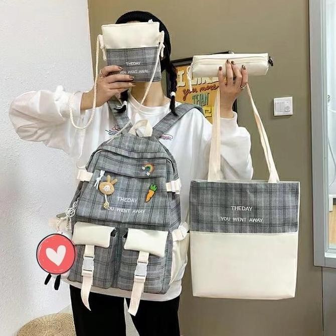 

Diskon Tas Ransel Anak Wanita Set 4 In 1 Backpack Fashion Korea J