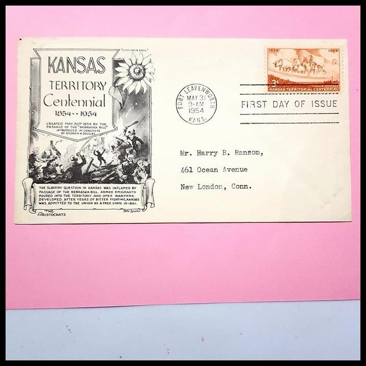 

BEST DEAL PRANGKO AMERIKA. FDC KANSAS TERRITORY CENTENNIAL 1854-1954 !!!