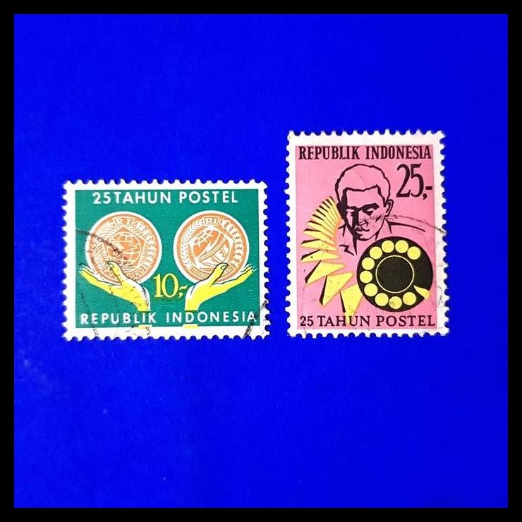 

HOT DEAL PRANGKO INDONESIA. 1970. 25 TAHUN POSTEL. SET (2V) USED.