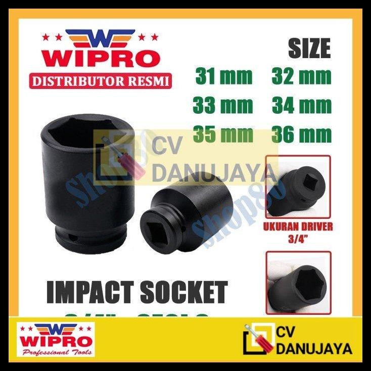 TERMURAH WIPRO MATA KUNCI SHOCK IMPACT SOK SOCK 3/4" 6PT 31 32 33 34 35 36 MM - 31 MM 