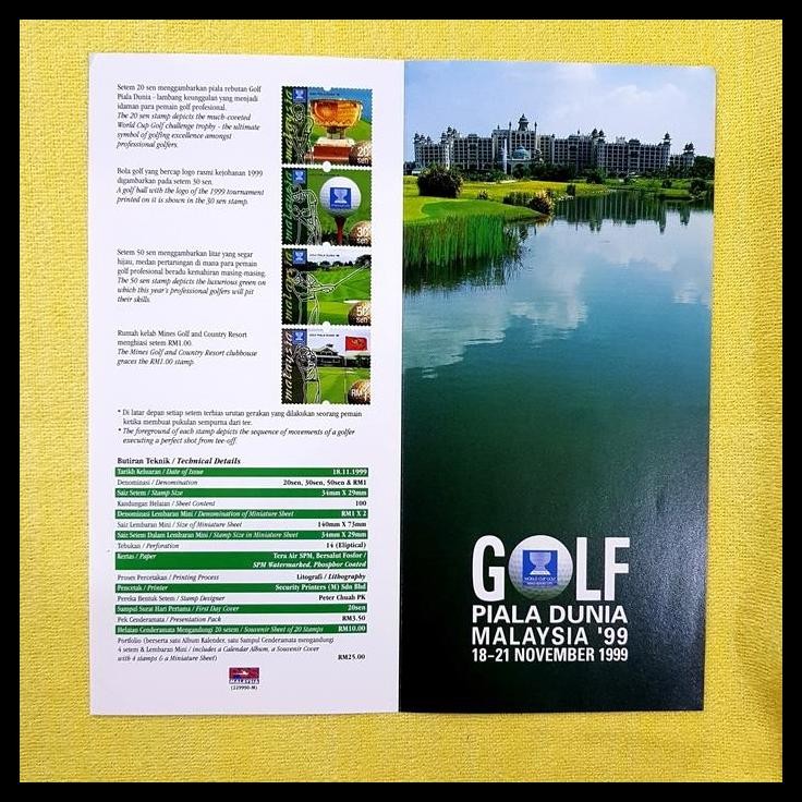

DISKON PERANGKO/PRANGKO WORLD CUP GOLF. FDC PIALA DUNIA GOLF MALAYSIA '99 !!!!!!