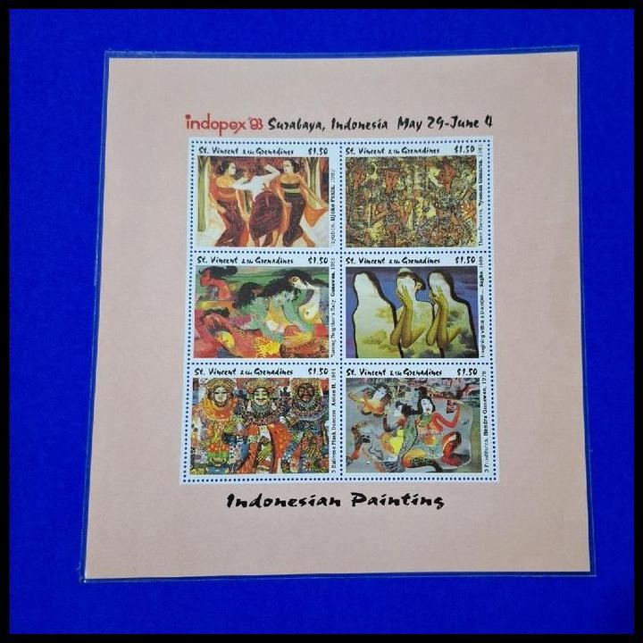 

TERBARU PRANGKO LUAR NEGERI. ST. VINCENT & THE GRENADINES. PAMERAN FILATELI INDOPEX 1993 DI SURABAYA. TEMA "INDONESIAN PAINTINGS" MENAMPILKAN GAMBAR LUKISAN KARYA PELUKIS TERKENAL DI INDONESIA !!!!!!