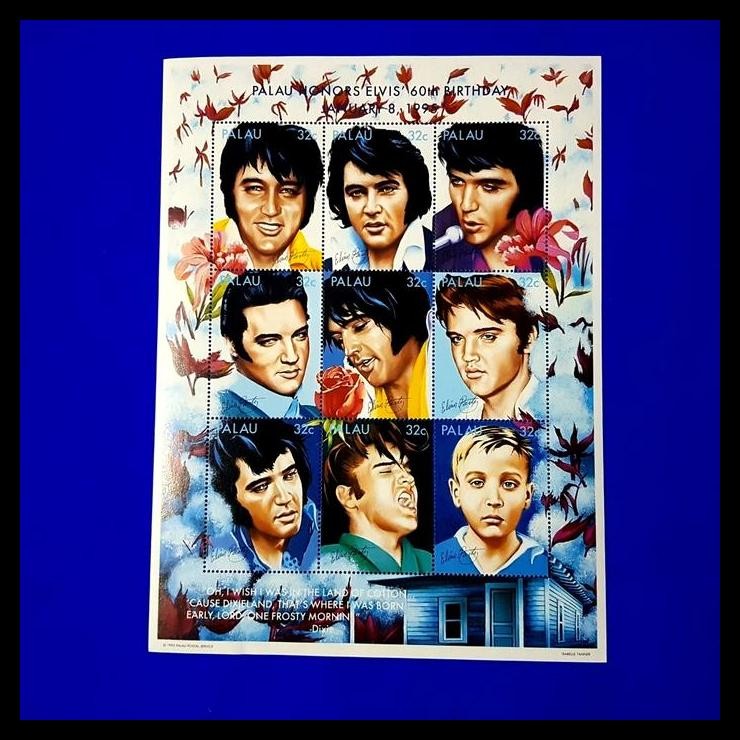 

BEST DEAL PRANGKO ELVIS PRESLEY PALAU HONORS ELVIS' 60TH BIRTHDAY. MINISHEET