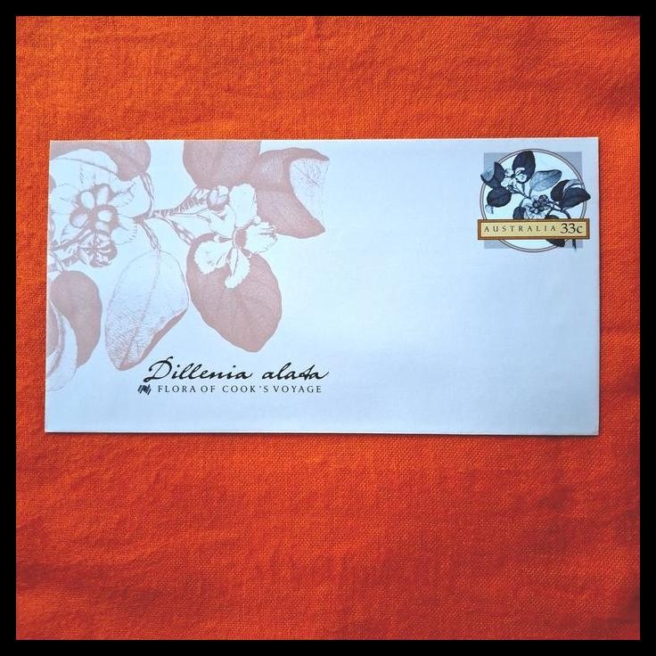 

GRATIS ONGKIR AMPLOP AEROGRAM DARI AUSTRALIA. TEMA BUNGA. FLORA OF COOK'S VOYAGE : DILLENIA ALATA !!!!!!