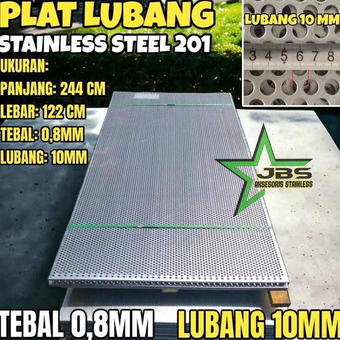 *:*:*:*:*] PLAT LUBANG 201 - 122CMX244CM - (0.8 MM) - LUBANG 10MM STAINLESS STEEL 201 - PLAT PERFORA