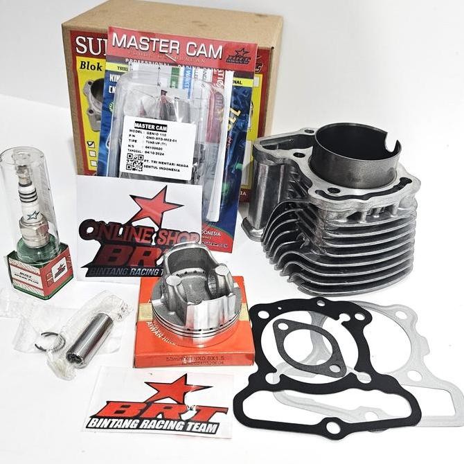 PAKET BORE UP BLOK CAST IRON 53 mm & MASTER CAM & BUSI BRT GENIO DELUXE BEAT SCOOPY FI ESP