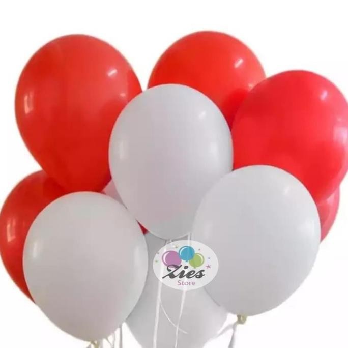 =====] Balon latex doff merah putih / balon merah putih