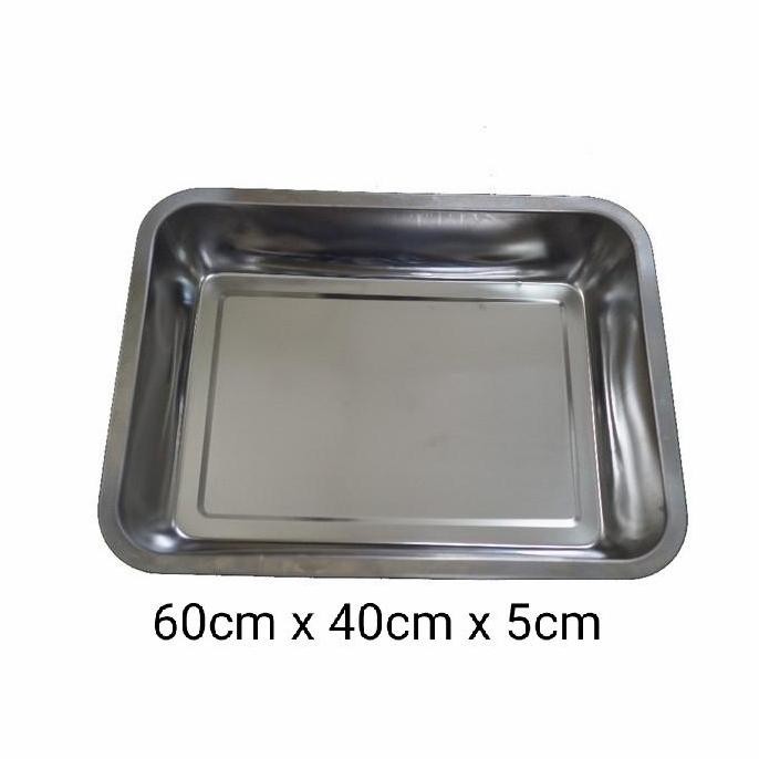 NAMPAN STAINLESS PERSEGI 60 X 40CM TINGGI 5CM / NAMPAN BAKI as
