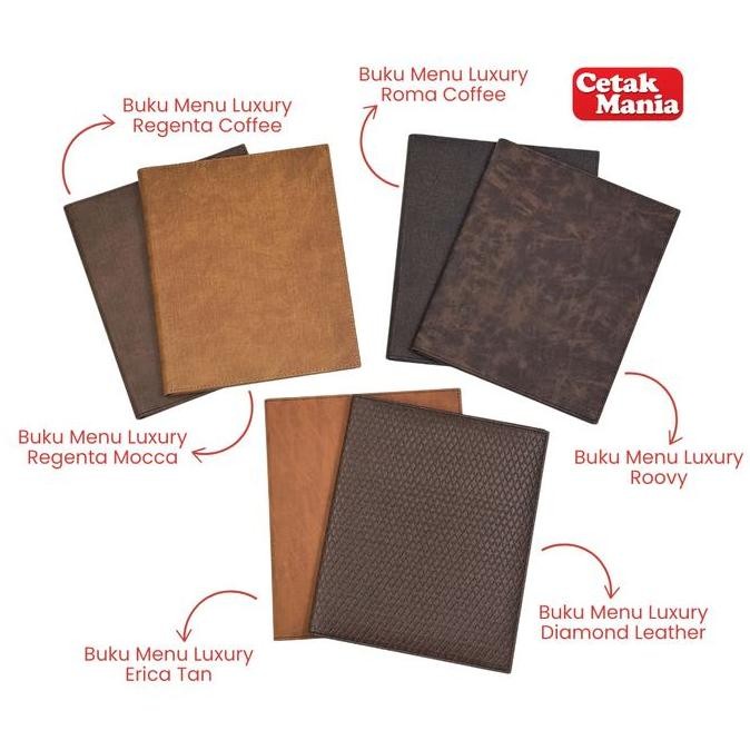 

TERBARU! Cetak Mania - Buku Menu Kulit Luxury Jepit Baut Isi Plastik Mika A4 - Cafe, Coffee Shop, Restoran, Hotel