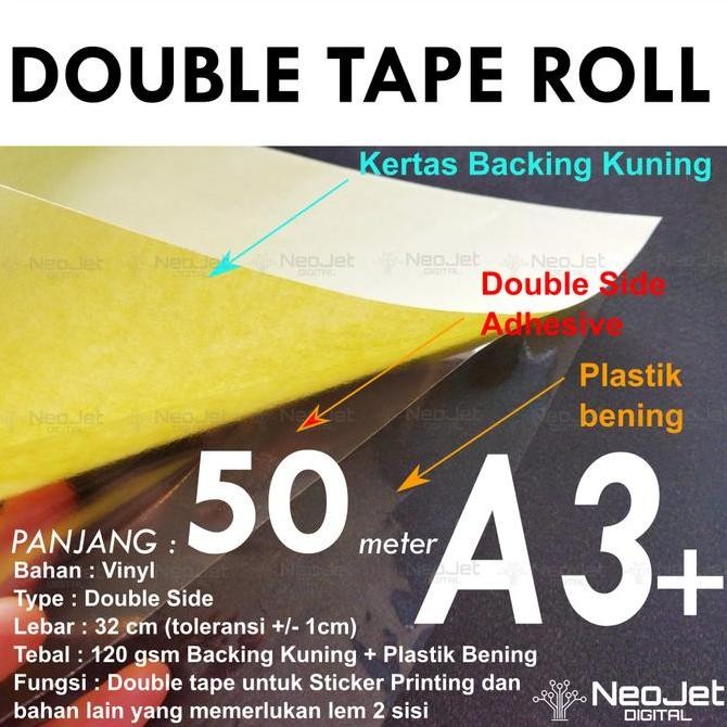 

Double Tape Laminasi A3 2 Sisi - Lem Depan Belakang 30 Meter Roll