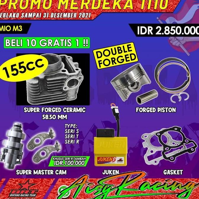 PROMO PAKET BORE UP BRT 155cc CERAMIC MIO M3 MIO Z MIO 125 SOUL GT 125