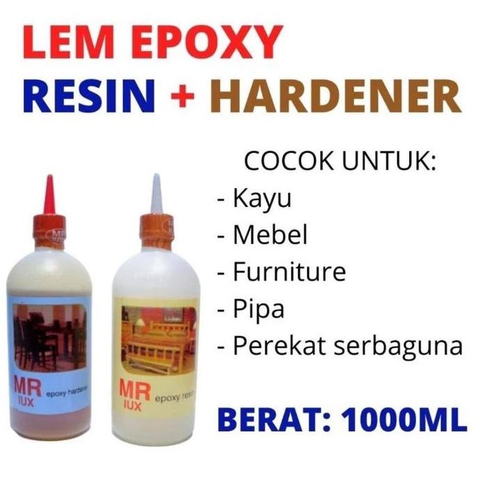 Lem Epoxy Resin MR LUX 500gr | Lem 2 Komponen Botol Epoxy Resin & Hardener
