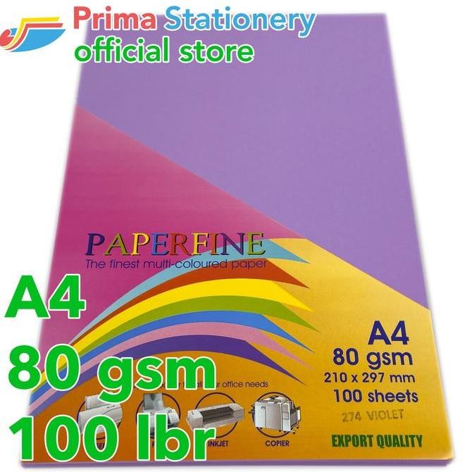 

Kertas Hvs Warna A4 Violet Paperfine It 274 - Isi 100 Lembar Kertas Warna