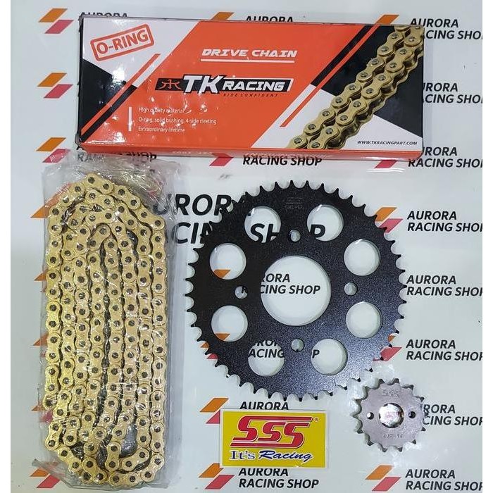 GEAR SET SSS BLACK CBR 150 R / CB 150 R & RANTAI TK 428 ORING GOLD