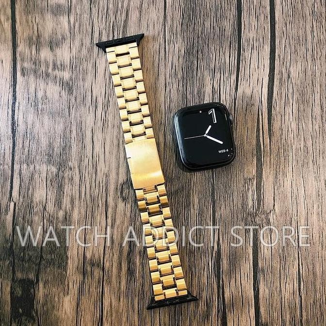 Strap Apple Watch Kompatible untuk iWatch IWO Series Stainless Gold 42mm 44mm 38mm 40mm murah